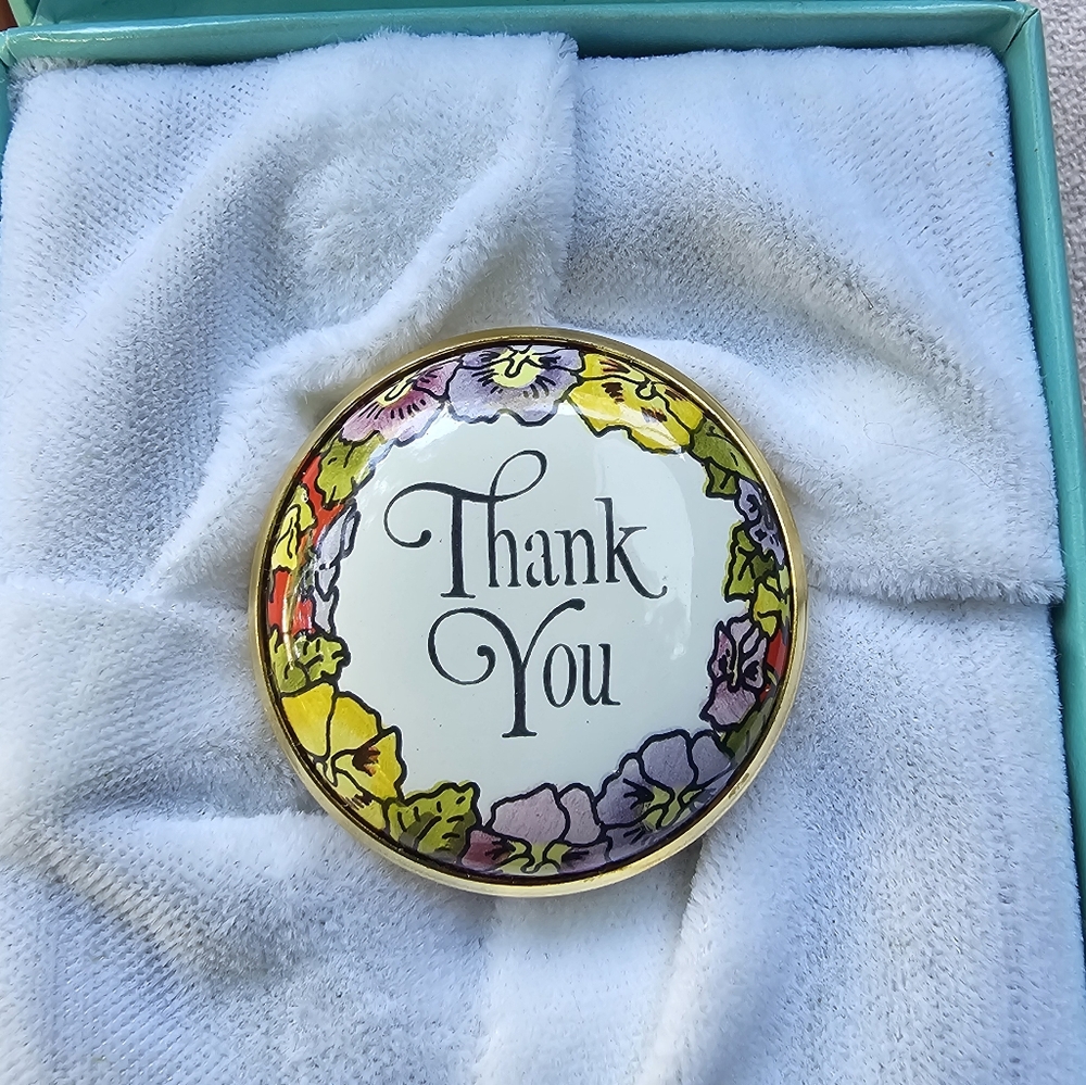 Halcyon Days TIFFANY & Co Thank You Flower Trinket Pill Box - RARE!